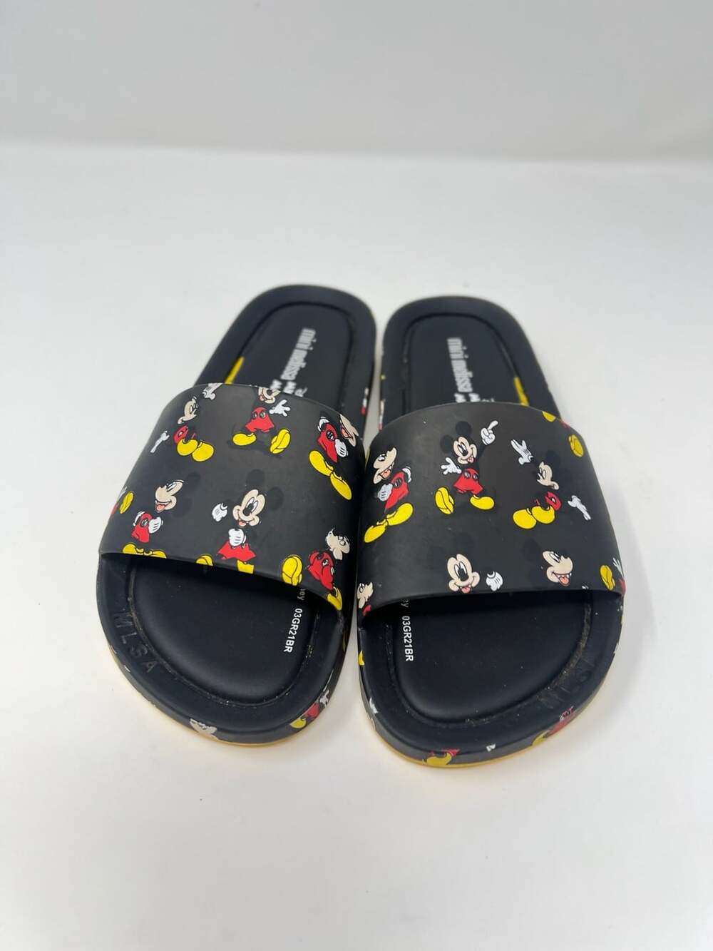 Mini Melissa Girls Beach Slide with Mickey, Black size 3 youth